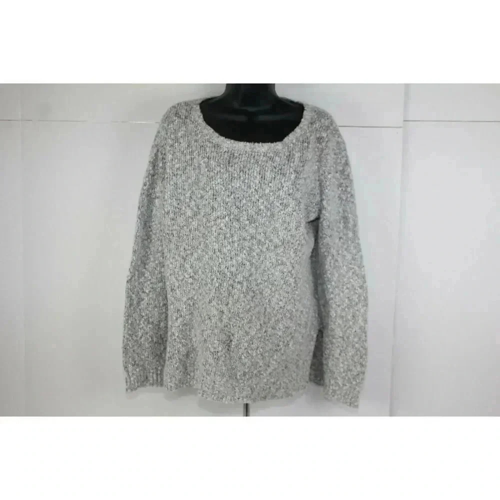 Buffalo David Bitton Women's Eyelash Knit Pullover Sweater Size XL Grey/White